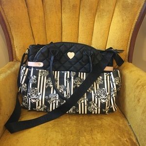 Betsey Johnson striped satchel bag cross body